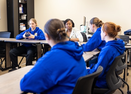 Students, or “associates” enrolled in the Oklahoma Military Department’s Sooner Job ChalleNGe in-process at the program’s campus in Oklahoma City, Jan. 28, 2025. The Sooner Job ChalleNGe Program is an optional next step for graduates of the Thunderbird Challenge Program where they will have the opportunity to further their success through career readiness and vocational training at Metro Technology Center in Oklahoma City. (Oklahoma National Guard photo by Spc. Danielle Rayon)