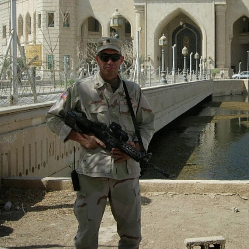 Then Staff Sgt. Ronald Morris while deployed with the Army to Iraq. The photo was taken in front of Sadam Hussein’s palace in Bagdad. Morris would go on to spend more than 40 years in uniform, serving in the Army and Navy. He would retire as a 1st Sgt. in the Texas Army National Guard on December 31, 2018.