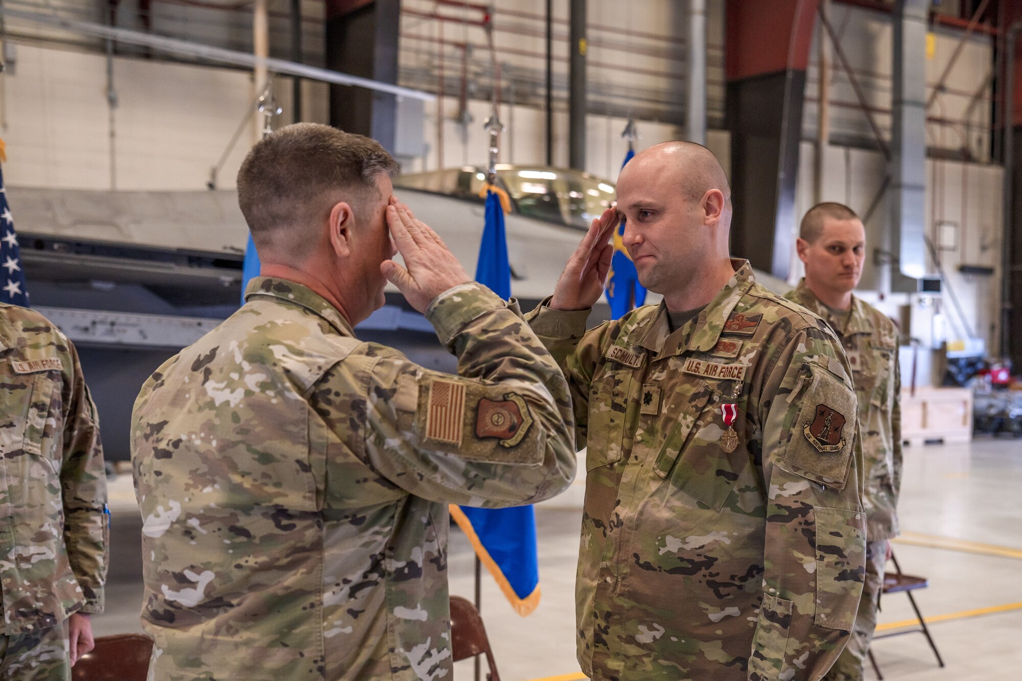 The 114th Maintenance Squadron welcomed a new commander Feb. 2, 2025 at Joe Foss Field, South Dakota. Maj. Ross Rollinger, 114th Aircraft Maintenance Squadron commander, assumed command in lieu of Lt. Col. Steve Schultz, 114th Maintenance Group deputy commander. Col. William McLeod, 114th Maintenance Group commander, presided over the ceremony.