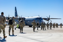 Soldiers assigned to U.S. Army South (USARSOUTH), 470th Military Intelligence Brigade and 56th Signal Battalion load a C-130 Hercules in preparation for a deployment of the USARSOUTH contingency command post at Kelly Air Base, San Antonio, Texas, Jan. 31, 2025. At the direction of the President of the United States to the Department of Homeland Security (DHS) and the Department of Defense, U.S. military service members are supporting removal operations led by DHS at Naval Station Guantanamo Bay. (U.S. Army photo by Sgt. Joshua Taeckens)