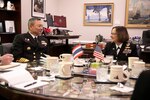 Chief of Naval Operations Adm. Lisa Franchetti met with Commander-in-Chief of the Royal Thai Navy (RTN) Adm. Jirapol Wongwit, at the Pentagon, Feb. 4, 2025.