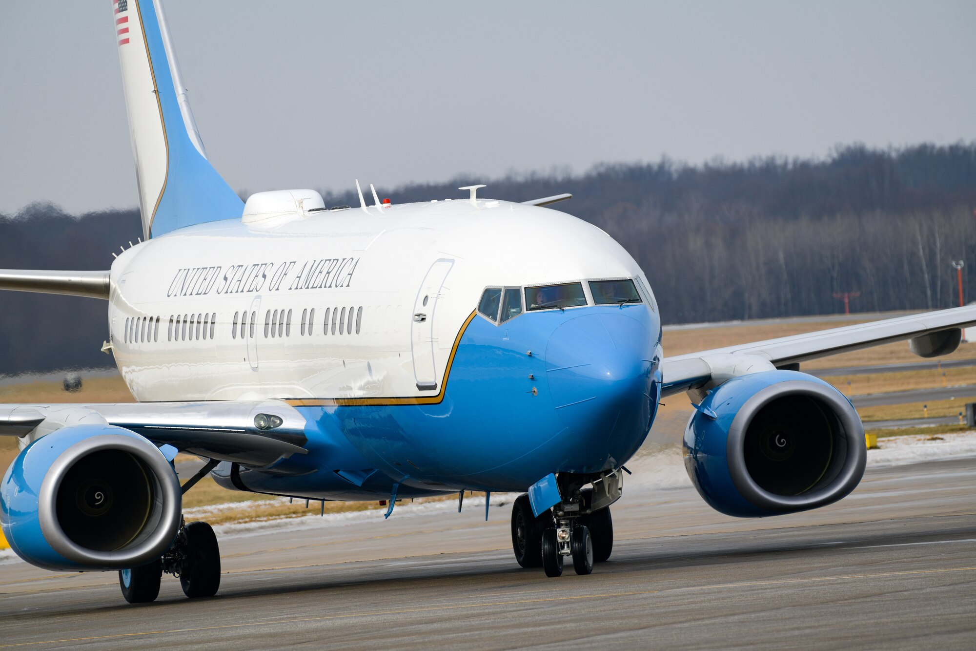 Air Force Two lands at Youngstown Air Reserve Station, Ohio, on Feb. 3, 2025.