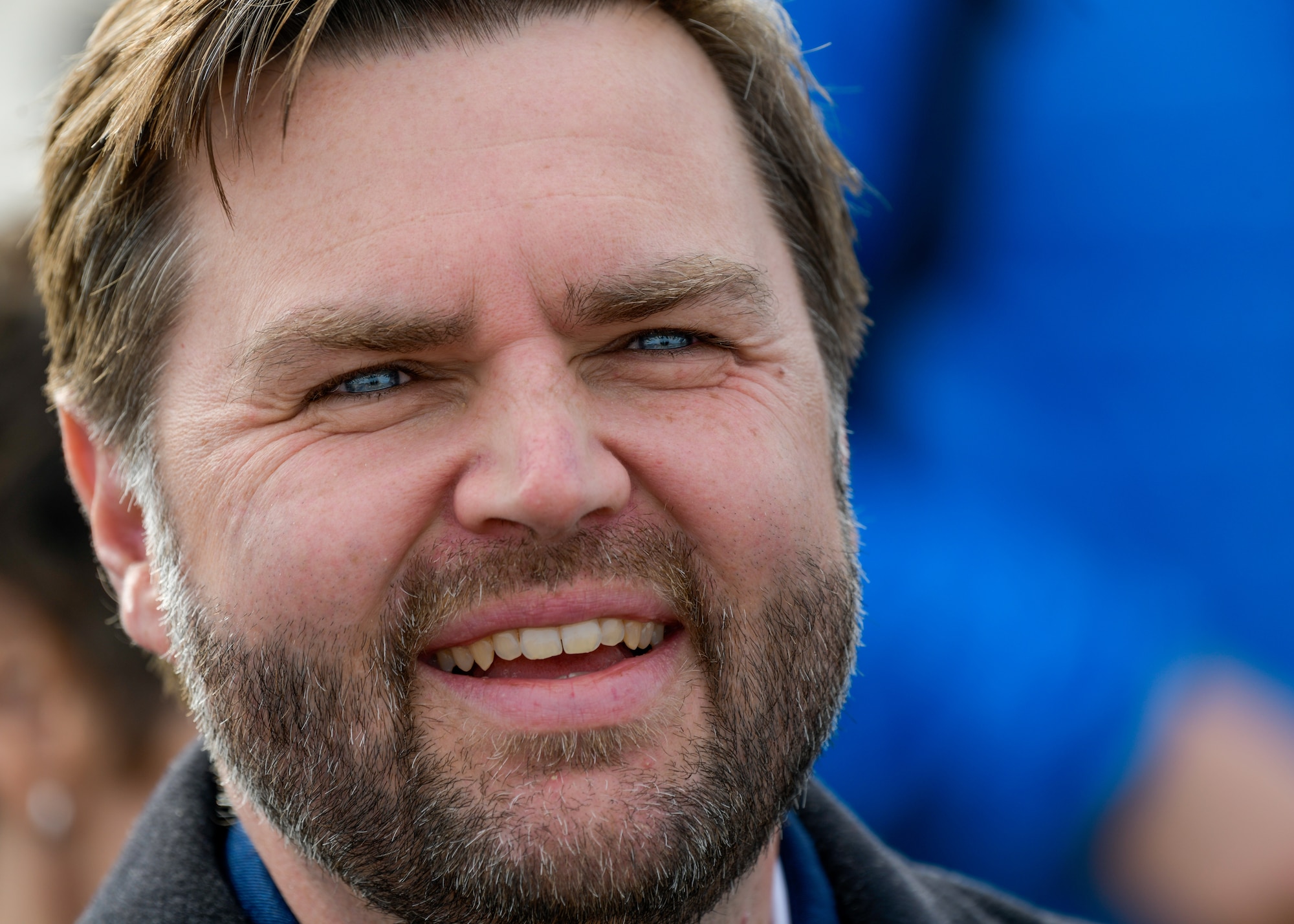 Vice President JD Vance talks to a crowd at Youngstown Air Reserve Station, Ohio, on Feb. 3, 2025.