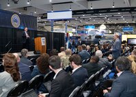 John Pope, executive director, Naval Information Warfare Systems Command (NAVWAR), responds to questions from industry partners during WEST Conference 2025.