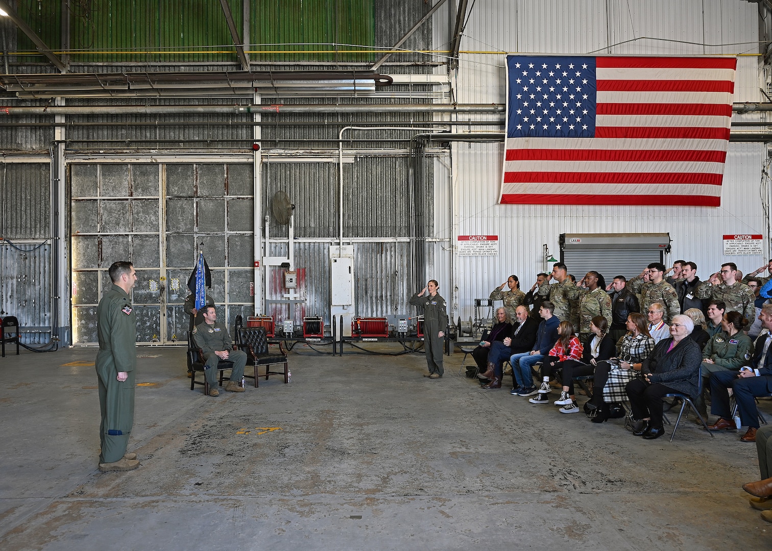 487th TRS Airmen render their first salute to commander