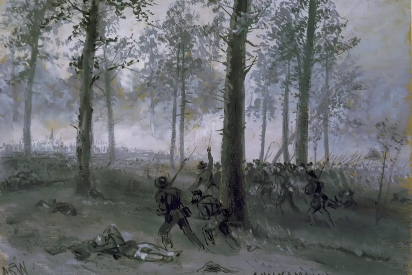 A painting of Civil War-era soldiers.