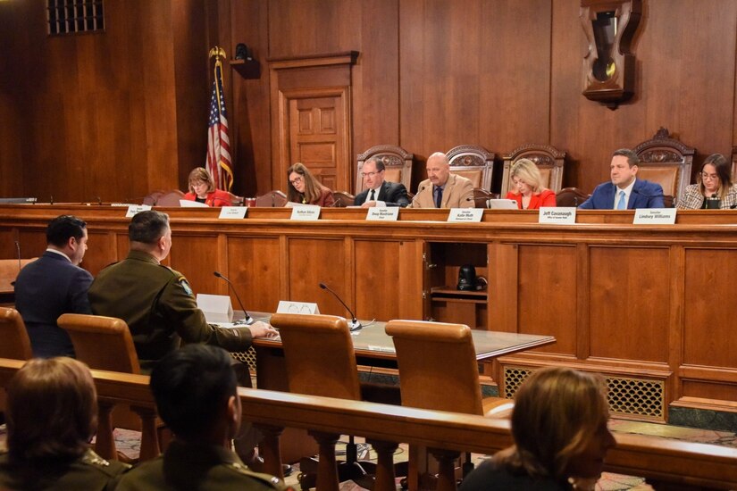 Brig. Gen. John Pippy testifies before the Pennsylvania Senate’s Veterans Affairs and Emergency Preparedness Committee at the Pennsylvania Capitol Feb. 3, 2025, in Harrisburg, Pa. Pippy was confirmed by the Senate as the 55th adjutant general of Pennsylvania on Feb. 4, 2025. (Photo by Tom Cherry)