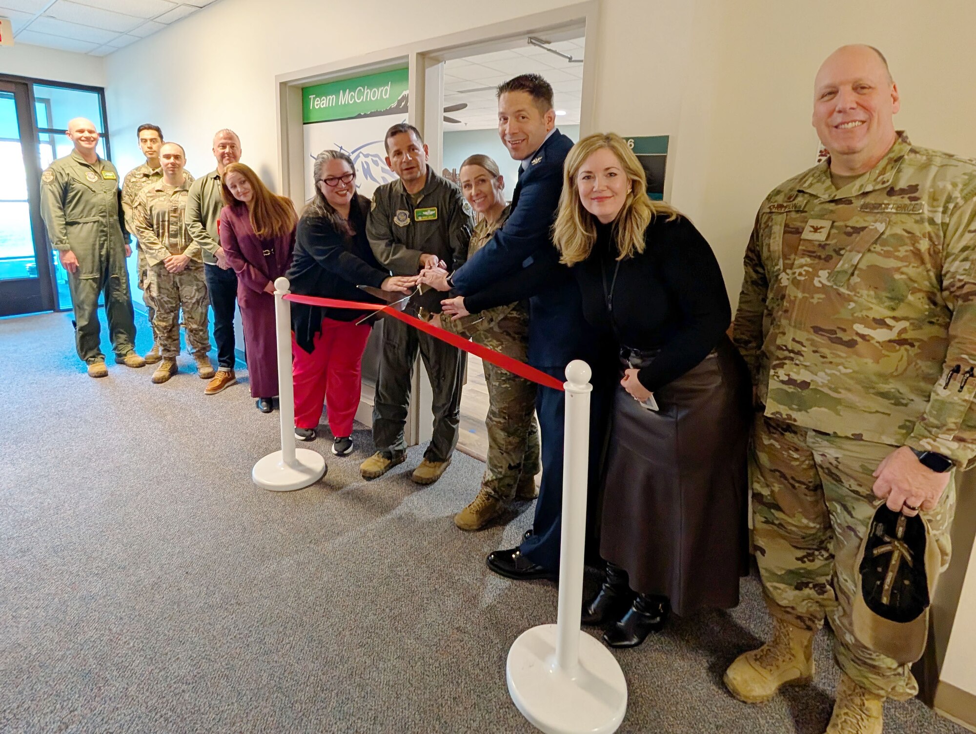 Team McChord Airmen and personnel with the 62d Airlift Wing and 627th Air Base Group launch the grand opening of The Summit Room at Joint Base Lewis-McChord, Washington, Jan. 22, 2025. The Summit Room is a dedicated space for Airmen to focus on mental well-being. It is modeled after Sean’s House, a program based out of Newark, Delaware, and adopted by several U.S. Air Force installations. The Summit Room is a new mental health resource enhancing health, resilience and quality of life for our Airmen.