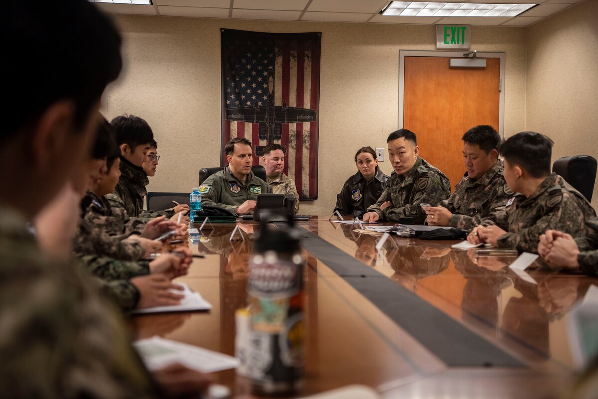 Members of the 25th Fighter Squadron, the 112th Mechanized Infantry Battalion and supporting agencies work through the details of upcoming joint training during a meeting at Osan Air Base