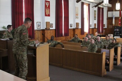 Army National Guard chaplains from across the Northeast gather at Fort Indiantown Gap, Pa., Feb. 2, 2025, during a Warfighter exercise with the New York National Guard's 42nd Infantry Division. (N.Y. Army National Guard photo by Staff Sgt. Andrew Valenza)