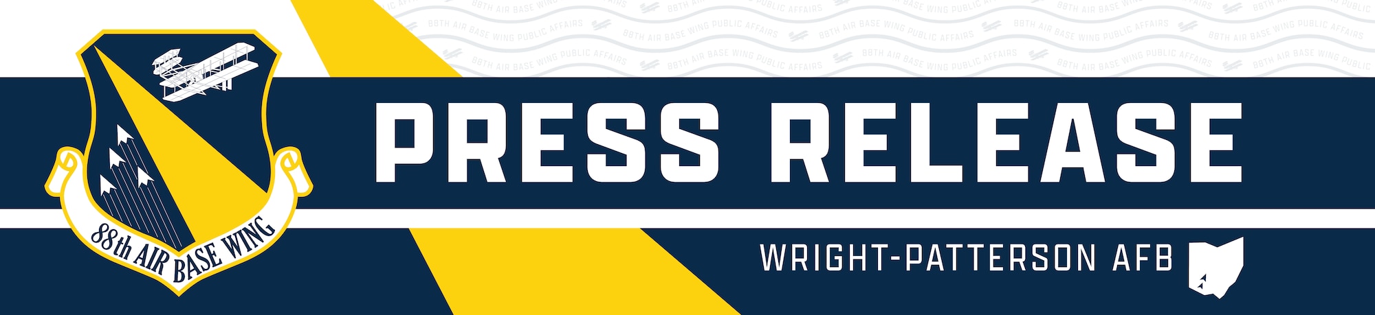The 88th Air Base Wing at Wright-Patterson AFB Press Release header design for news and media releases. This graphic uses 88th Air Base Wing branding. (U.S. Air Force graphic by Desmond Brittle)
