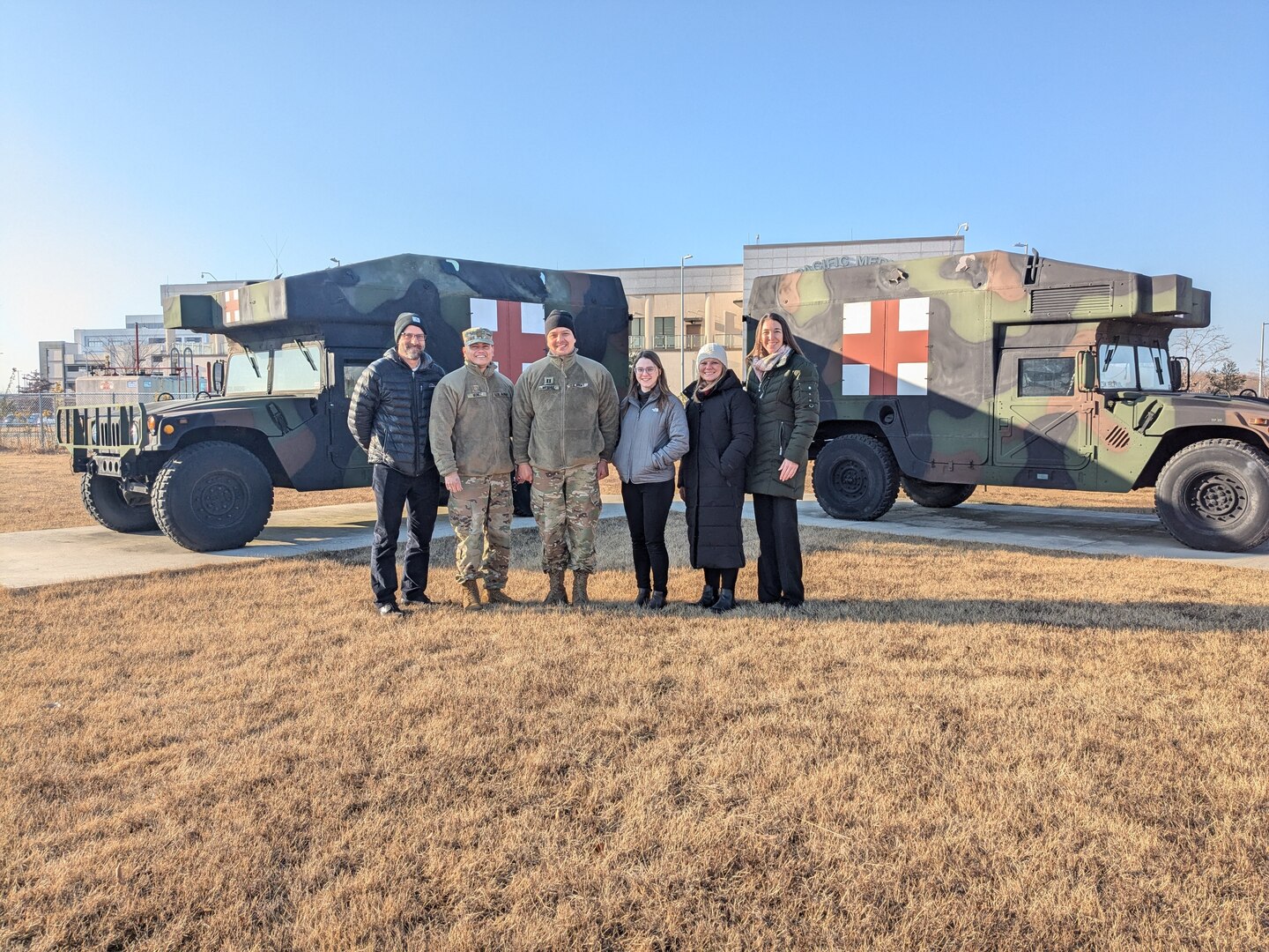 The BH GEAR team (from left to right: Dr. Josh Wilk, Maj. Jose Nunuz, Capt. George Mesias, Ms. Mary Sampson , Ms. Kristina Clarke-Walper, and Dr. Kate Nugent) prepares to deliver BH GEAR Train-the-Trainer course at Camp Humphreys in the Republic of Korea.