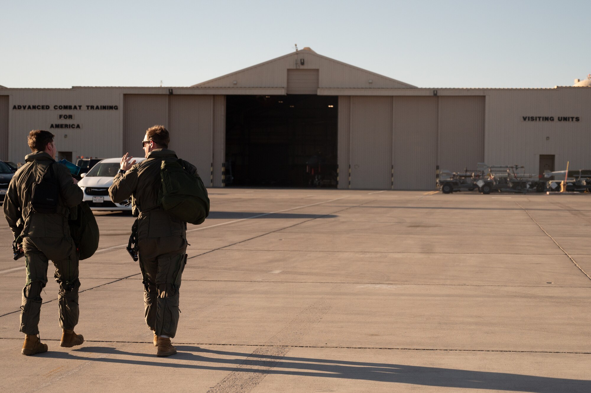 A photo of pilots walking after a sortie
