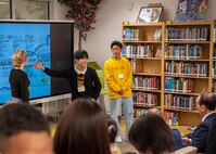 Students from Edgren Middle High School and local Japanese high schools present their group project during a Student Educational Exchange and Dialogue (SEED) project at Misawa Air Base, Japan, Feb. 2, 2025.