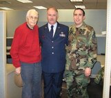 Aaron Widner, right, is pictured with his grandfather and father at his father’s Air Force retirement from the Air Force in 2007.