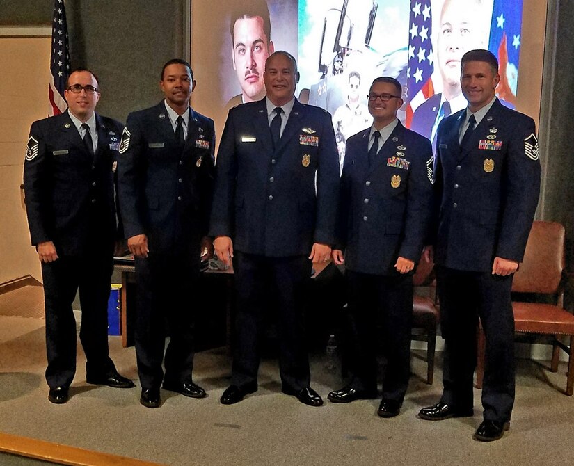 Aaron Widner, left, is pictured with Inspection General colleagues in 2017 during his service with the 434th Air Refueling Wing at Grissom Air Reserve Base, Indiana.
