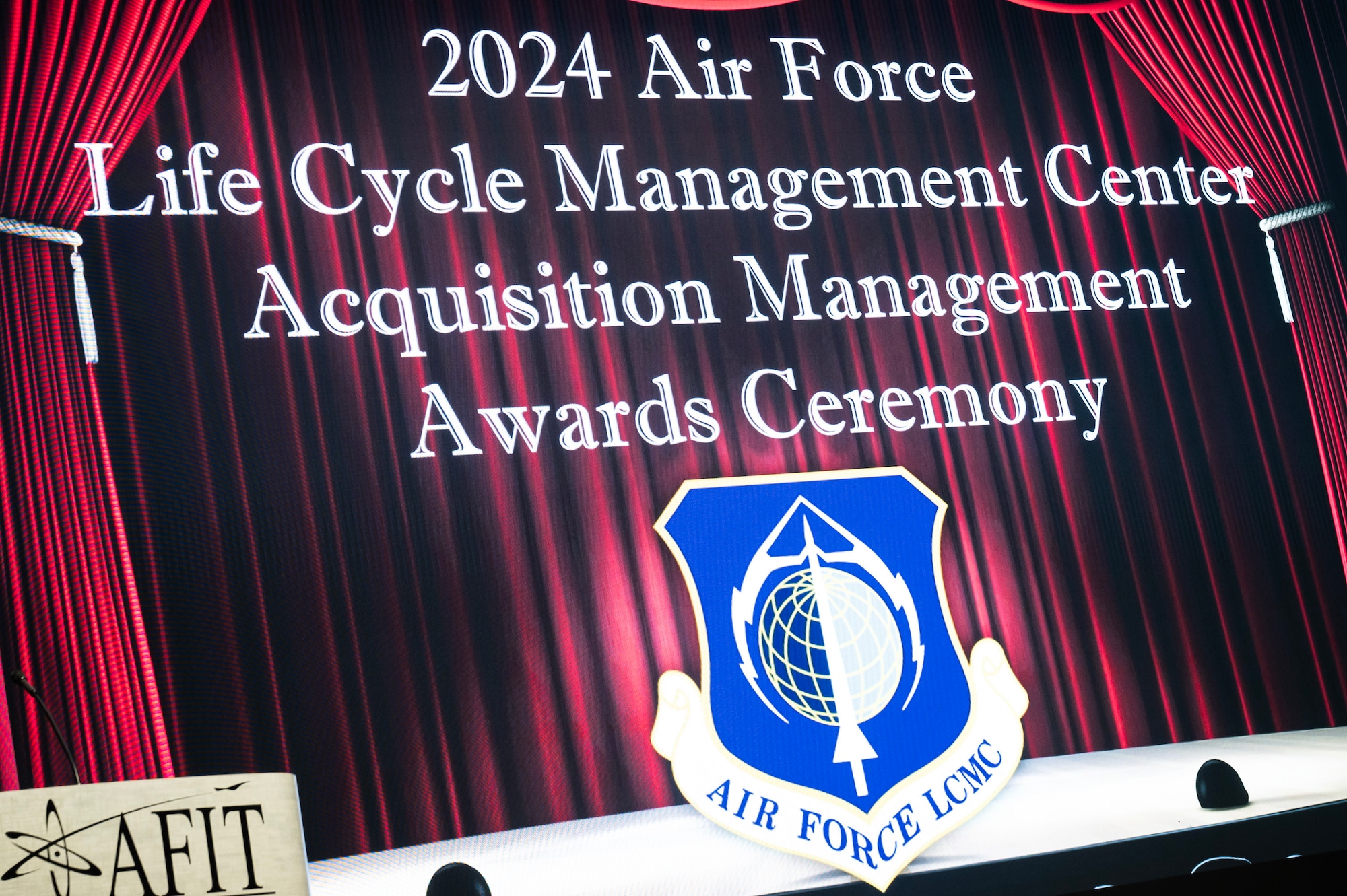 Banner of AFLCMC Acquisition Management Awards Ceremony.  (U.S. Air Force photos by Jim Varhegyi)