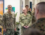 GUANTANAMO BAY, Cuba (February 5, 2025) U.S. Naval Forces Southern Command/U.S. 4th Fleet Commander Rear Adm. Carlos Sardiello, left, and Commander, Navy Region Southeast Rear Adm. John Hewitt tour Naval Station Guantanamo Bay staff facilities February 5, 2025. At the direction of the President of the United States to the Department of Homeland Security (DHS) and the Department of Defense, U.S. military service members are supporting removal operations led by DHS at Naval Station Guantanamo Bay. (U.S. Navy photo by Naval Station Guantanamo Bay Public Affairs)