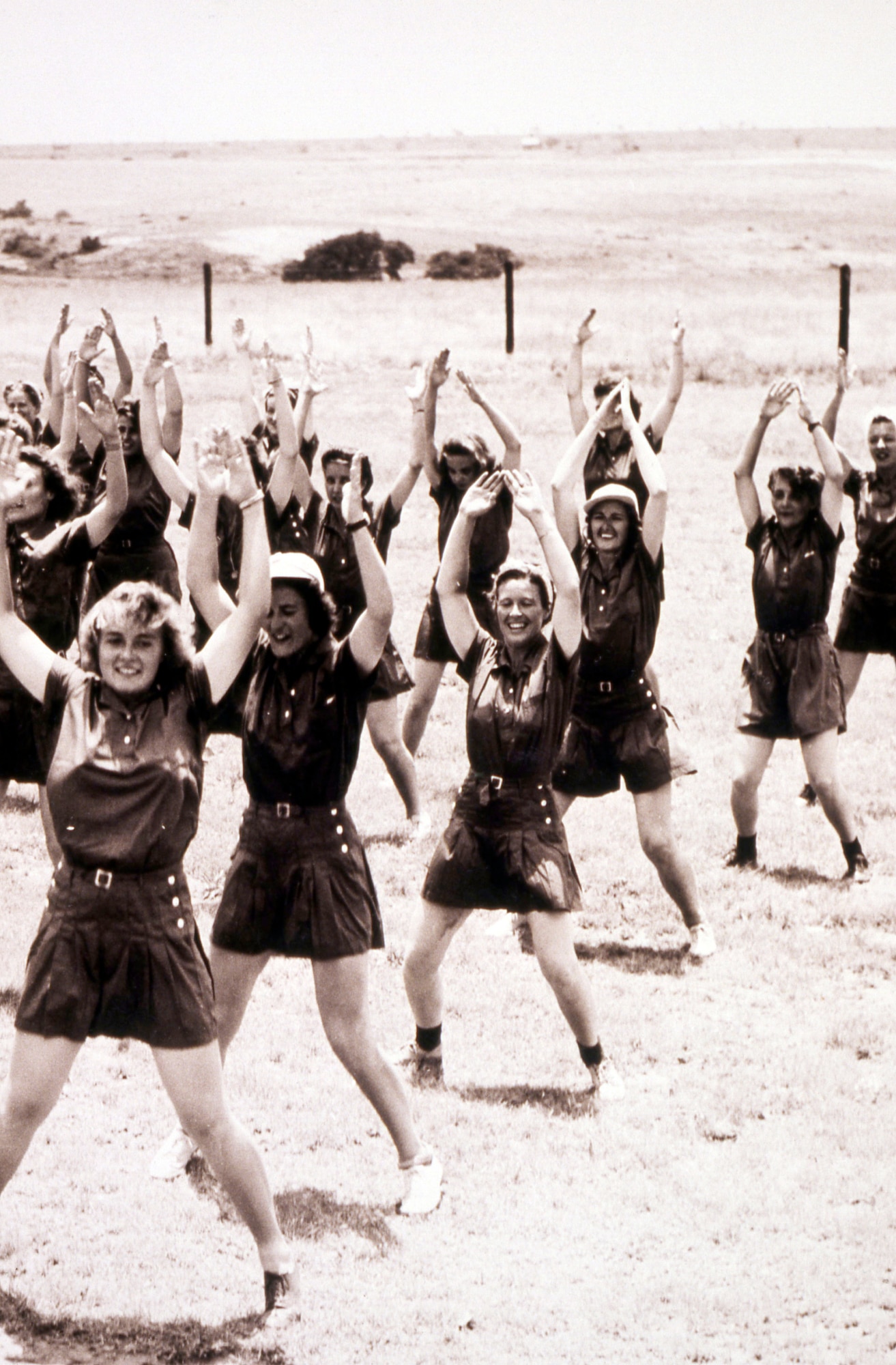 WASP Trainees participating in fitness drills at Avenger Field, Sweetwater, TX