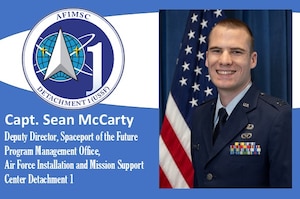 AFIMSC Mission Monday graphic with Capt. McCarty official photo along with AFIMSC Det 1 logo.