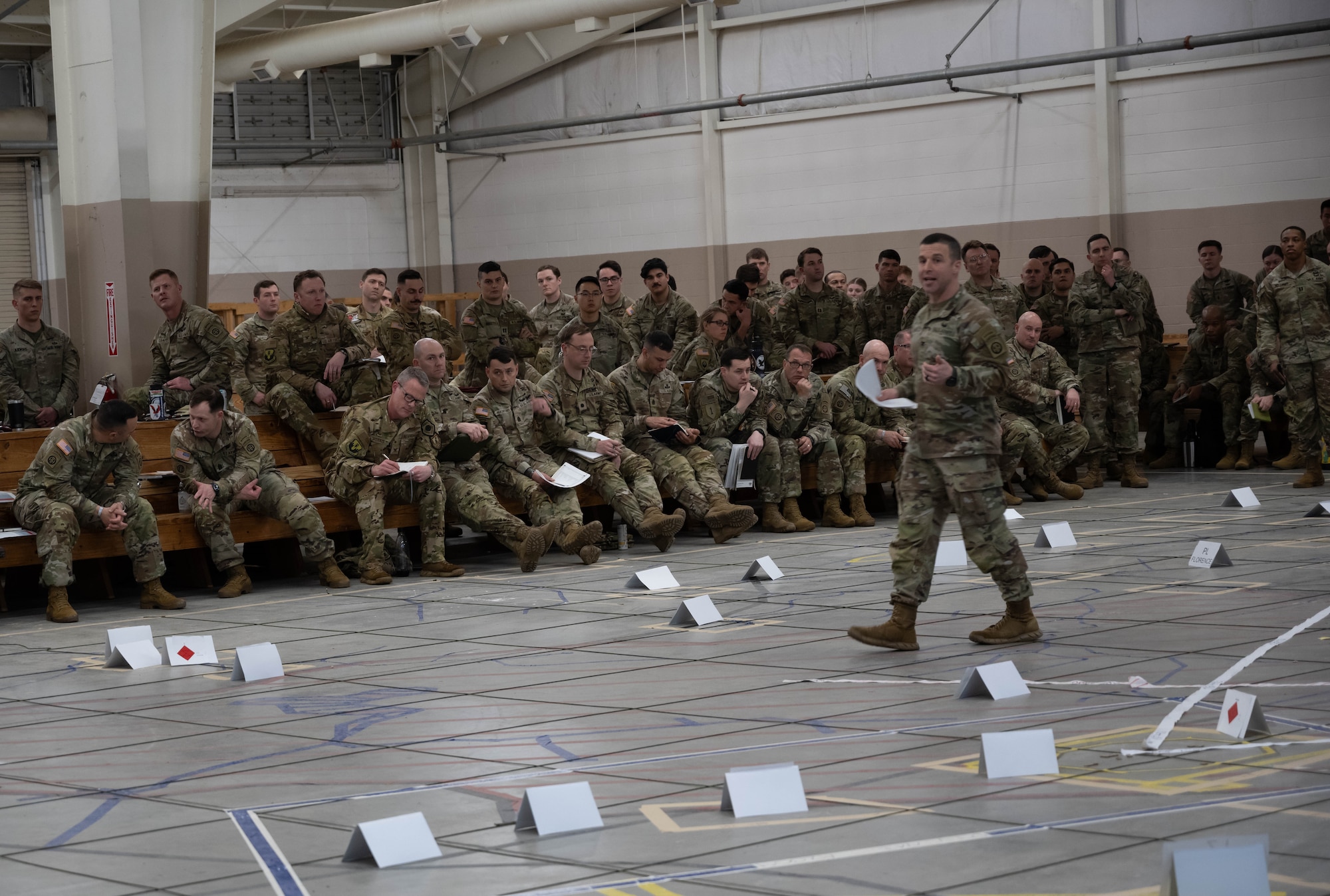 U.S Soldiers and Airmen participate in a meeting.