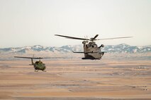 A helicopter flies over Great Falls, MT.