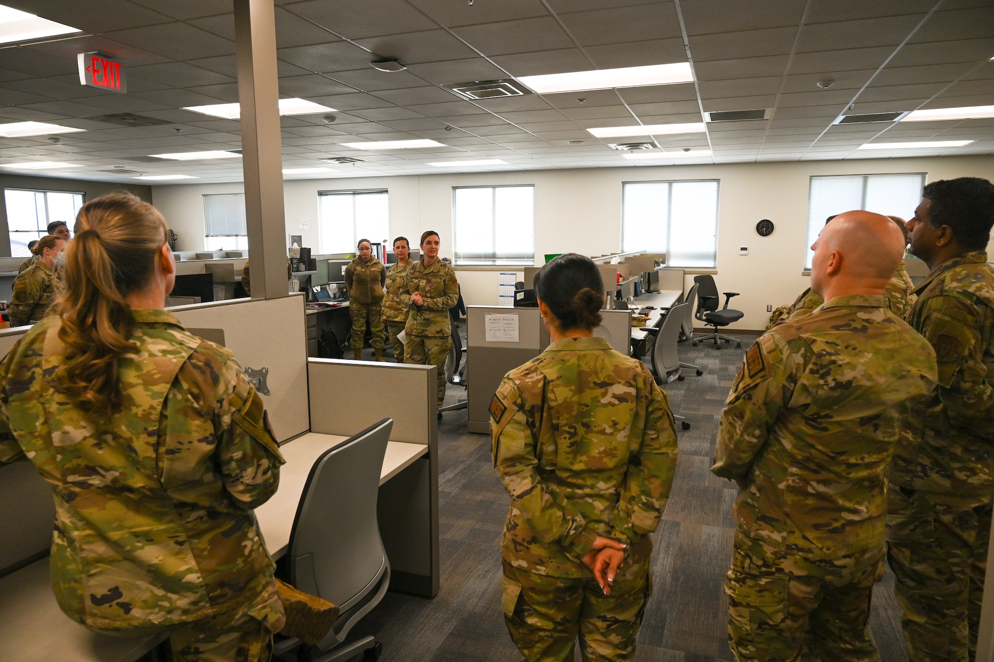 Brig. Gen. Kristin A. Hillery, Mobilization Assistant to the Commander, Air Force Medical Command, addresses Alamo Wing Reserve Citizen Airmen during her visit to the 433rd Medical Group at Joint Base San Antonio-Lackland, Texas on Jan. 11, 2025.