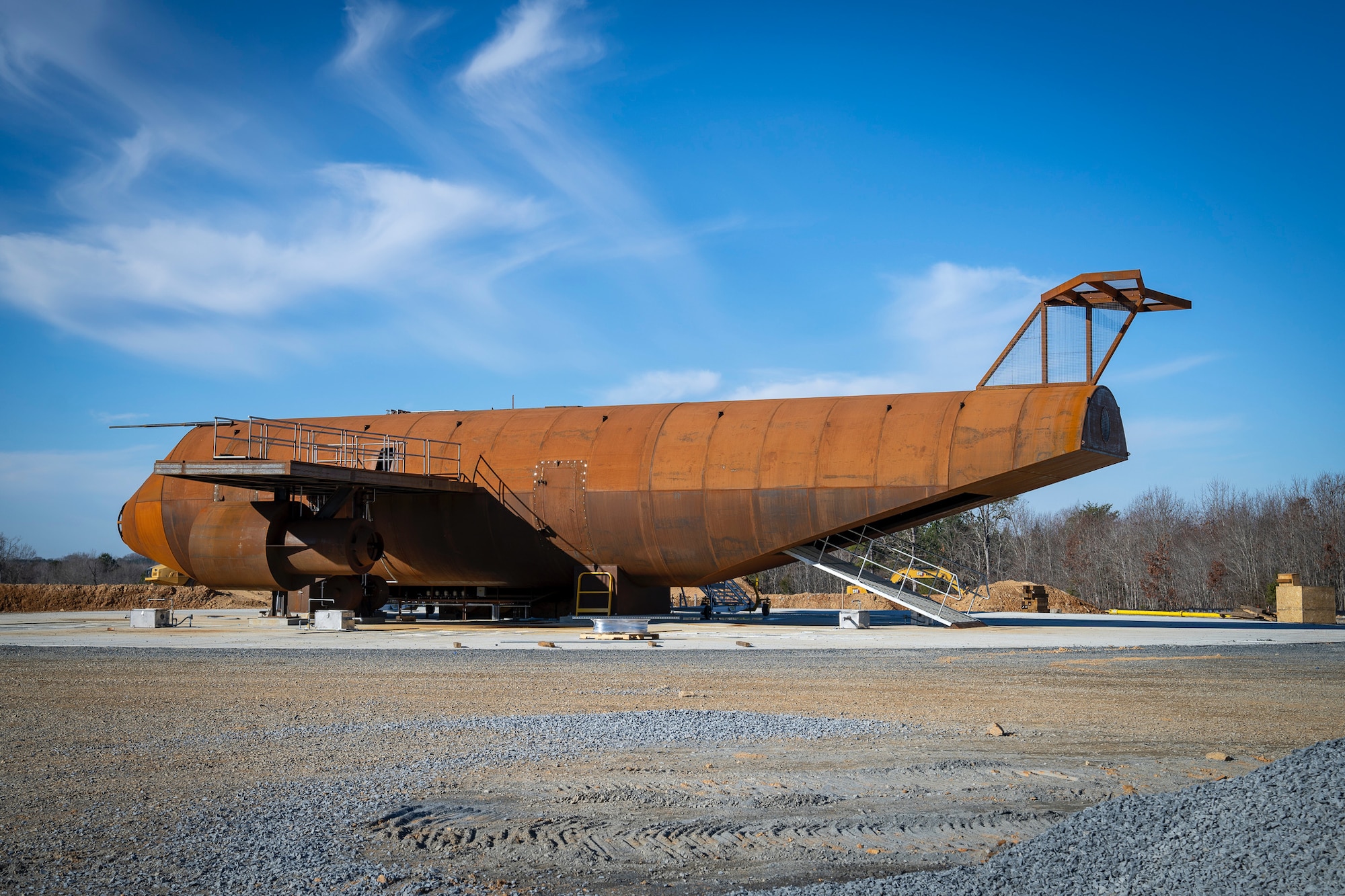 The aircraft live-burn training facility at the North Carolina state emergency training facility at the Stanly County regional training site, N.C., Jan. 30, 2025.