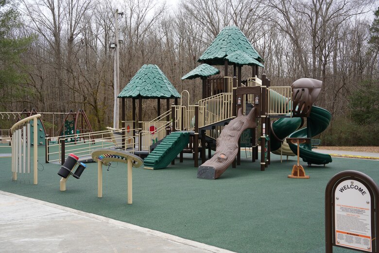 The newly completed accessible playground at Cadiz Recreation Area near Lake Barkley in Cadiz, Kentucky, stands ready for visitors following a ribbon-cutting ceremony on Feb. 7, 2025. The project, a collaboration between the U.S. Army Corps of Engineers Nashville District and local partners, features a wheelchair-friendly rubber surface and inclusive play structures, enhancing recreational opportunities for the community.