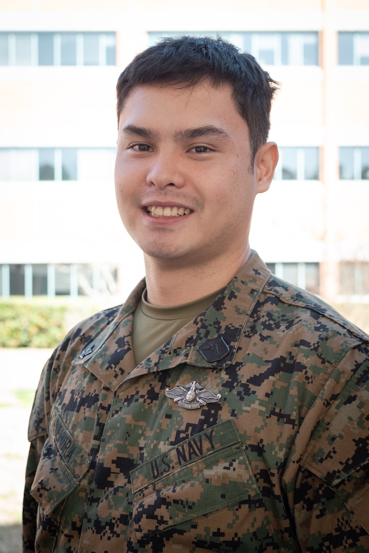 Hospital Corpsman Third Class Caue Uemura was recently awarded the Fleet Marine Force pin, a symbol representing his dedication to duty as both a Sailor and a Corpsman. 

Uemura received the pin during a ceremony held on Friday, February 7 aboard Naval Health Clinic Cherry Point and is assigned to Marine Air Control Squadron 2.