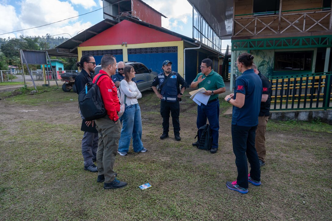 A surgeon cell with Joint Task Force-Bravo, along with local officials, conducts a predeployment site survey ahead of a three-day medical mission to the remote area of Turrialba, Costa Rica. By working closely with local community leaders, country teams from the U.S. Embassy and Costa Rica's social security administration, the JTF-Bravo planning team can make informed decisions on when, why and how to conduct medical readiness training exercises, or MEDRETEs. (U.S. Air Force photo)