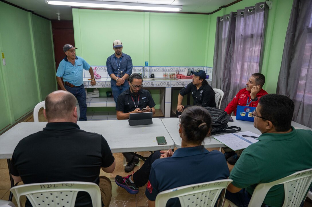 A surgeon cell with Joint Task Force-Bravo, along with local officials, conducts a predeployment site survey ahead of a three-day medical mission to the remote area of Turrialba, Costa Rica. By working closely with local community leaders, country teams from the U.S. Embassy and Costa Rica's social security administration, the JTF-Bravo planning team can make informed decisions on when, why and how to conduct medical readiness training exercises, or MEDRETEs. (U.S. Air Force photo)