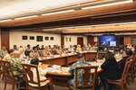 Guam Gov. Lourdes Leon Guerrero and Rear Adm. Greg Huffman, commander of Joint Task Force-Micronesia, convene the Civil-Military Coordination Council (CMCC) at the Ricardo J. Bordallo Complex in Adelup.