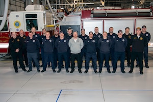 Members of the 434th Civil Engineer Squadron fire department pose for a group photo.