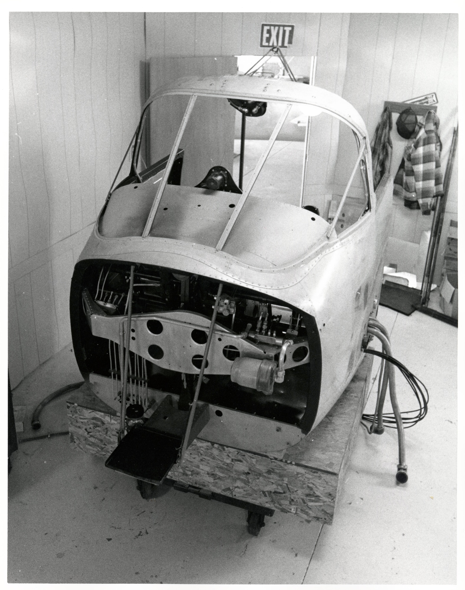 the cockpit area of the AT-10 in the restoration area