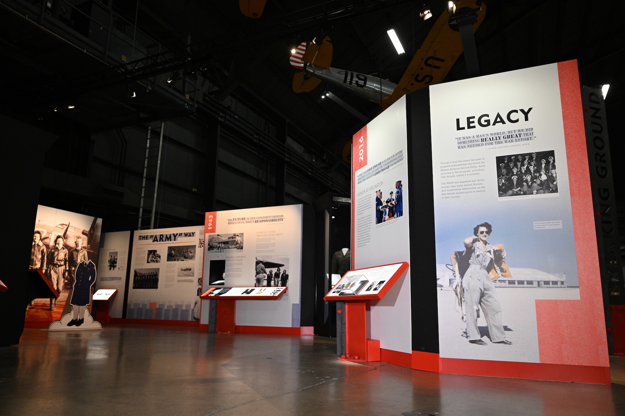 Women Airforce Service Pilots (WASP) exhibit installation.