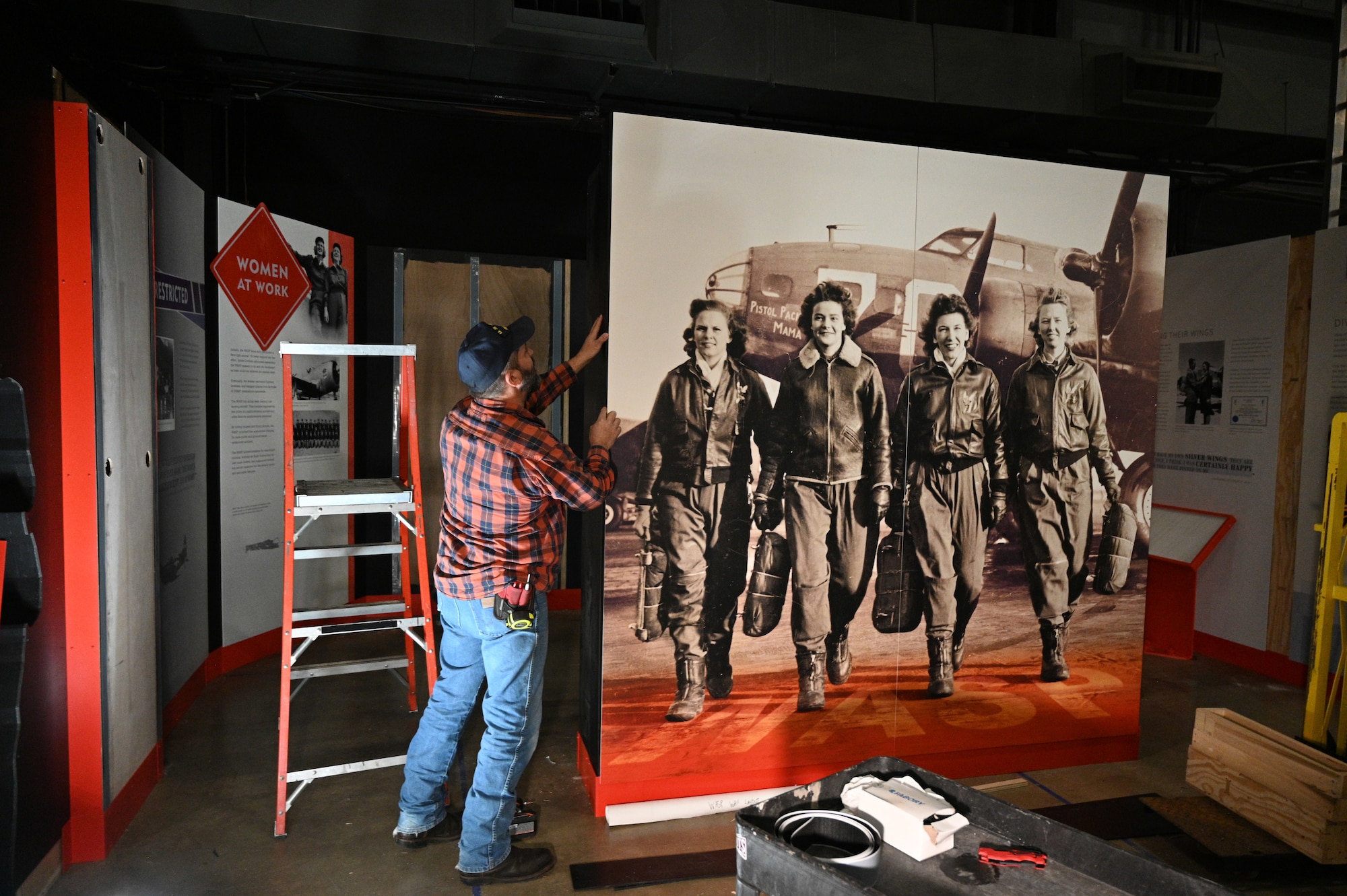 Women Airforce Service Pilots (WASP) exhibit installation.