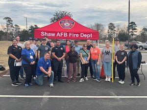 The U.S. Air Force 20th Civil Engineer Squadron Fire and Emergency Services, along with Sumter Safe Kids Coalition and South Carolina Department of Public Health, hosted a car seat check event as part of a Child Passenger Safety Technician class in the Base Exchange parking lot at Shaw Air Force Base, S.C., Jan. 31, 2025. During the week-long CPST class, 16 personnel from the 20th CES FES, Lexington Fire, Dorchester County Fire, Lexington and Sumter County Sheriff’s Office, and Prisma Health were added to the ranks of the 1,100 current CPST technicians in the state of South Carolina. (Courtesy photo)