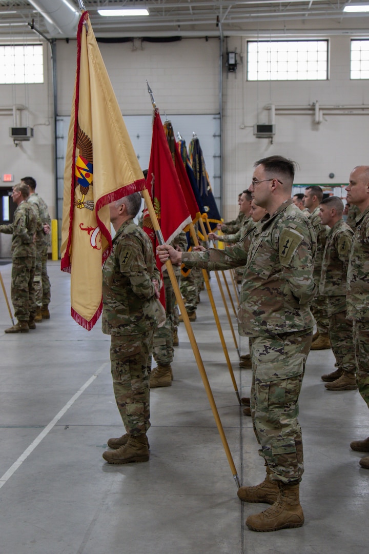 The Wisconsin National Guard's 32nd "Red Arrow" Infantry Brigade Combat Team held a change of command ceremony at its headquarters at Camp Douglas, Wis., with Col. Matthew Elder relinquishing command to Col. William Benson III Feb. 1, 2025. (U.S. Army National Guard photo by Staff Sgt. Amanda Stock)