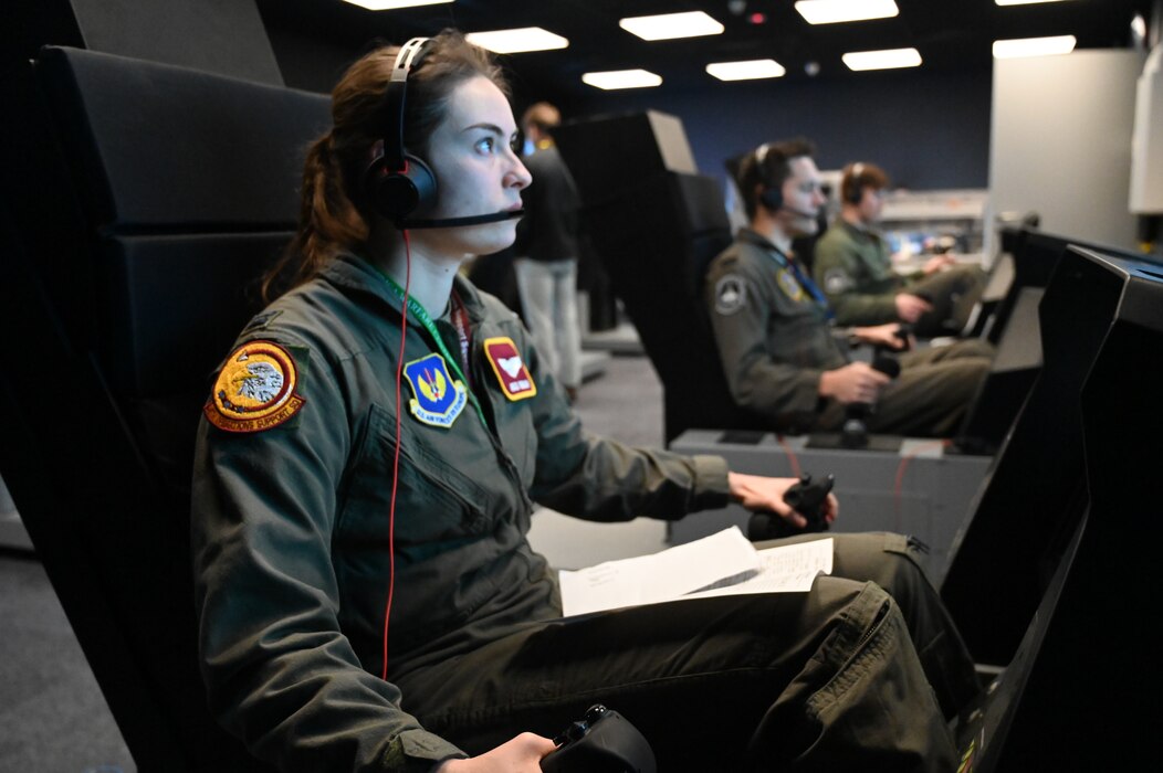 Pilot participates in simulation training.