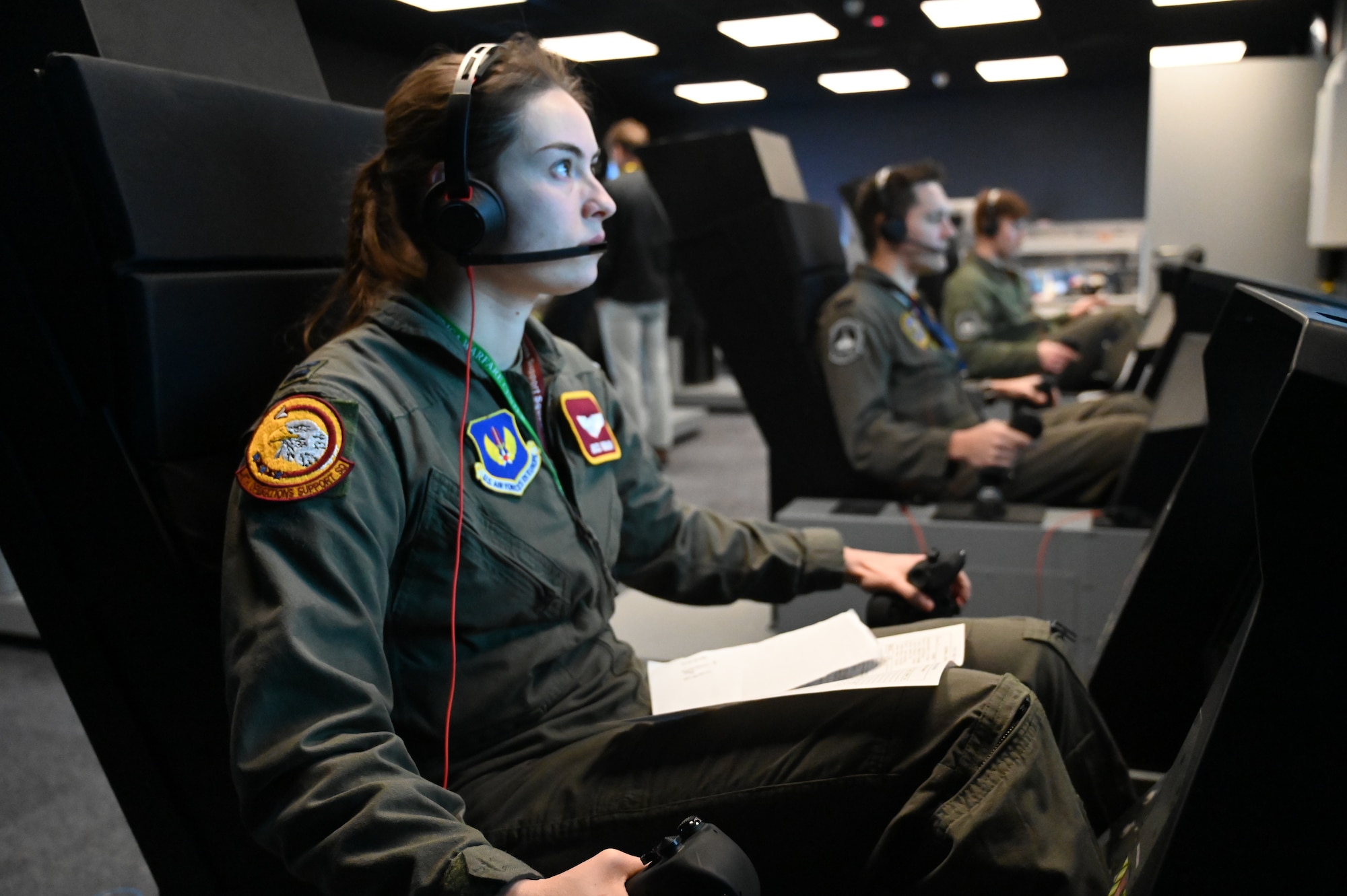 Pilot participates in simulation training.
