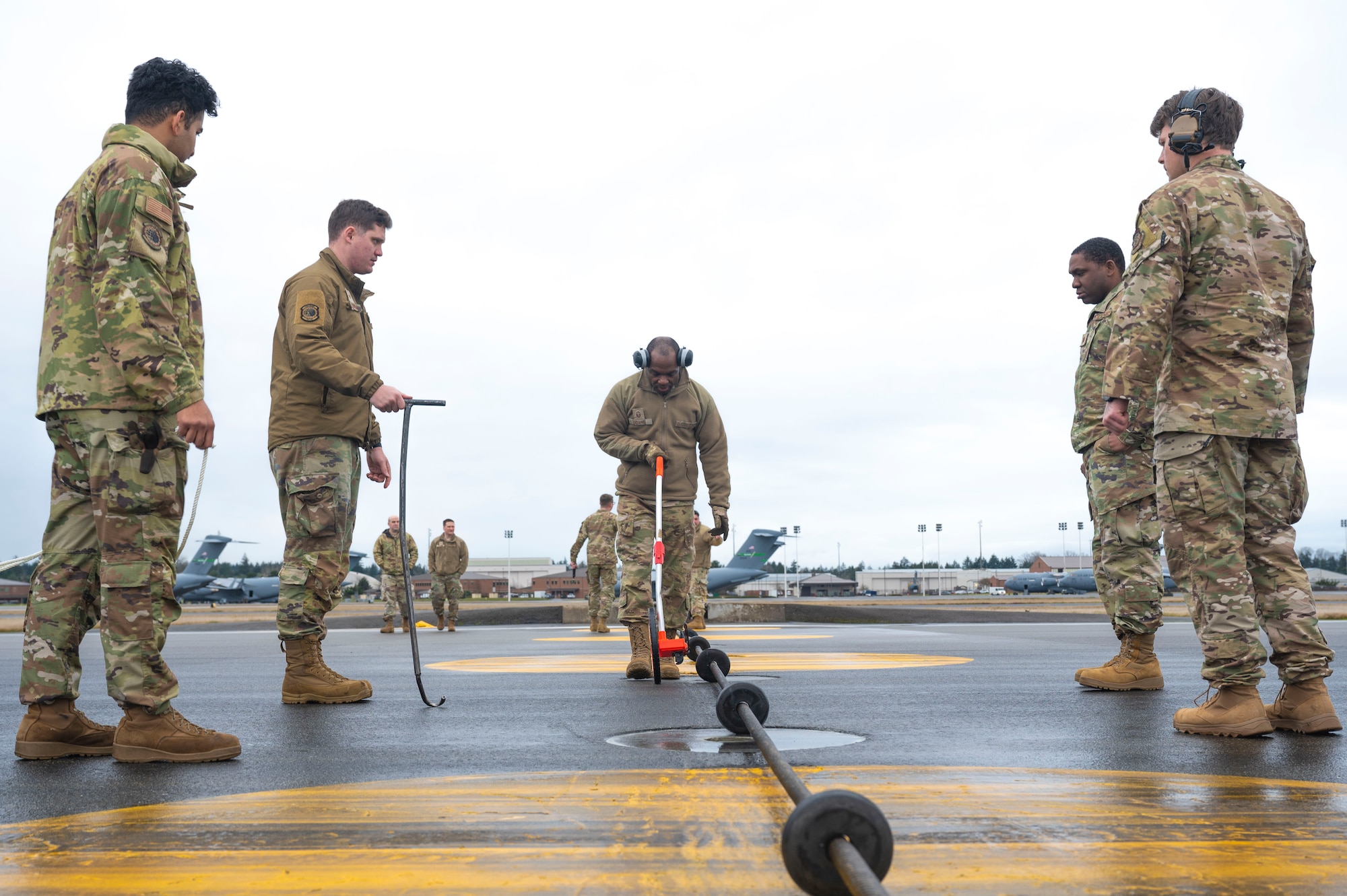 The 627th Civil Engineer Squadron conducted their annual aircraft arresting barrier system test in coordination with the 142nd Wing at Joint Base Lewis-McChord, Washington, Jan. 31, 2025. The Barrier Arresting Kit-12 system is a ground-based braking system designed to be used on a tail-hook equipped aircraft in emergency situations. This annual training ensures Team McChord Airmen maintain readiness to support transiting fighter jets.