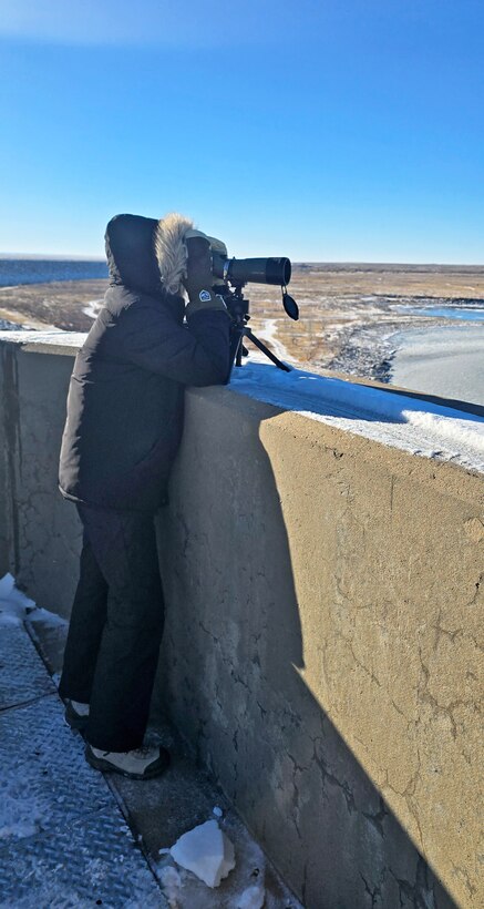 Only one volunteer braved the cold temperatures to count eagles during the eagle watch event at John Martin Reservoir, Jan. 10, 2025. A total of 44 bald eagles were spotted at John Martin during this year's event.