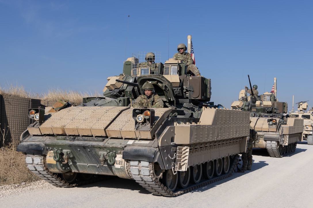 U.S. Soldiers assigned to Task Force Wolverine, Combined Joint Task Force - Operation Inherent Resolve (CJTF-OIR) operate in the U.S. Central Command area of responsibility.