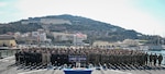U.S. 6th Fleet held a joint celebration of its 75th anniversary and the Navy’s 250th birthday onboard its flagship, the Blue Ridge-Class Command and Control ship USS Mount Whitney (LCC 20) Feb. 12, 2025. (Photo sized and edited for visibility).