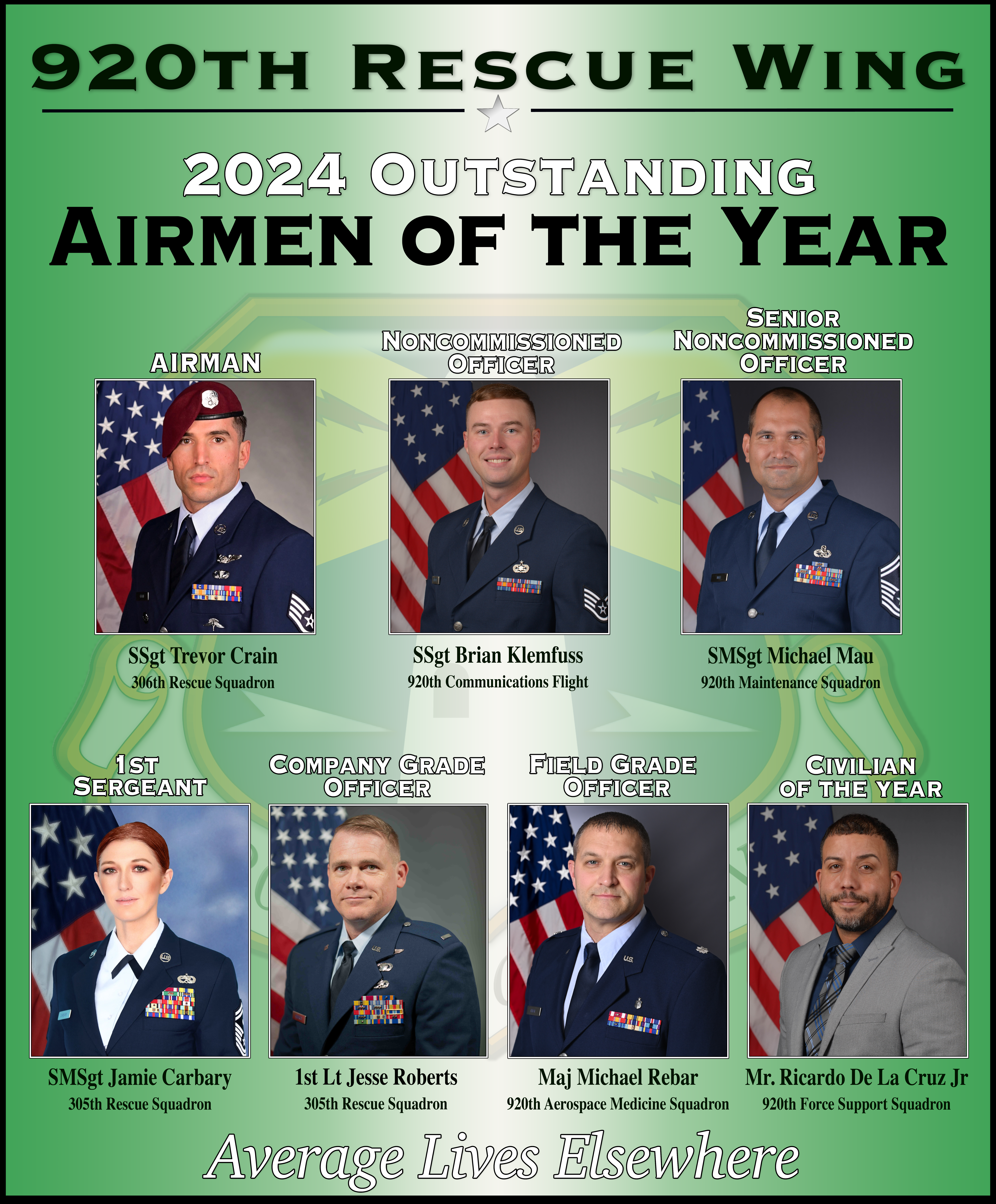920th Rescue Wing 2024 Outstanding Airmen of the Year