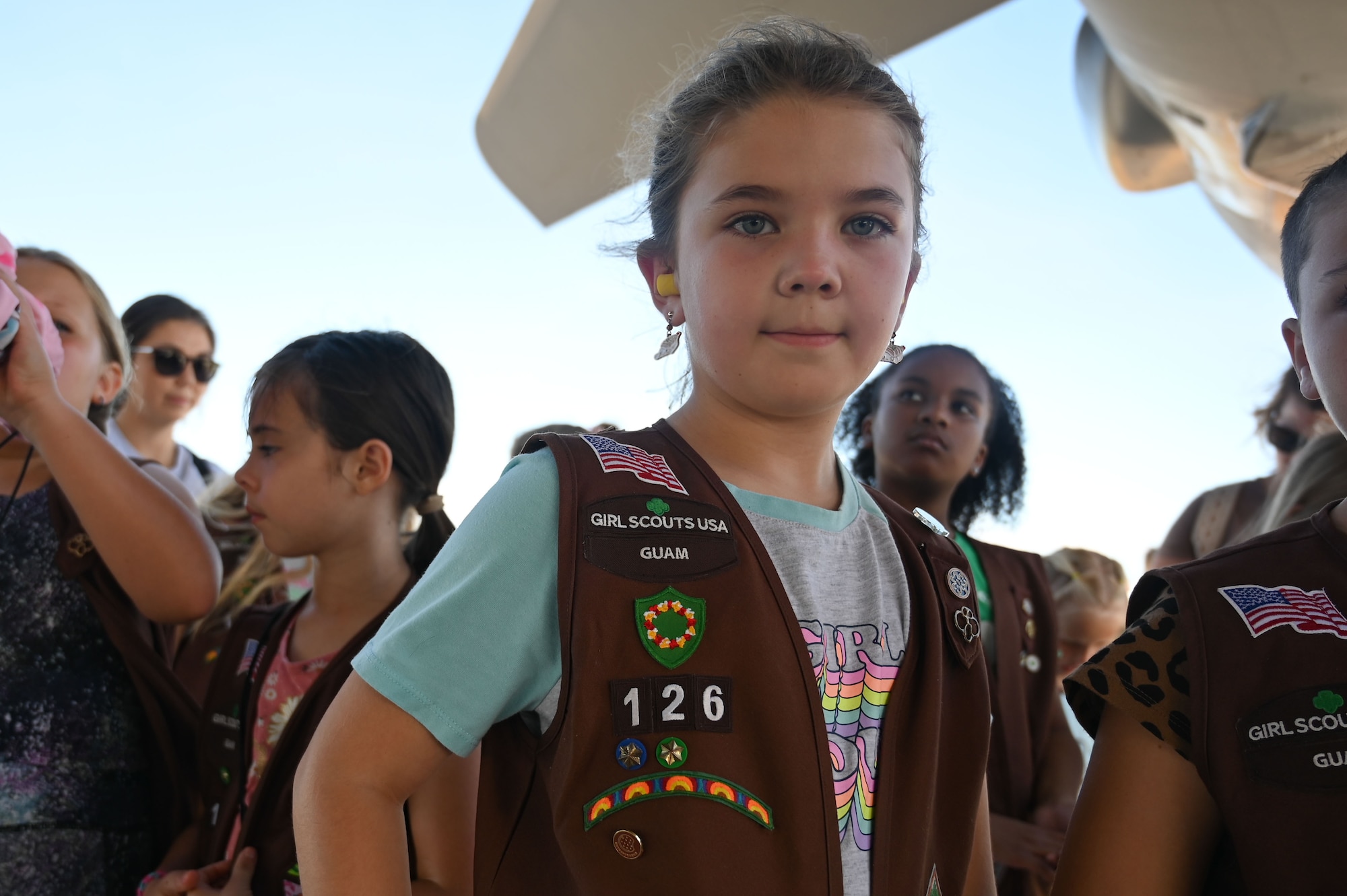 The Daisy, Brownie, Junior and Cadet troops took a fieldtrip to the flightline for a comprehensive tour of the aircraft. (U.S. Air Force photo by Airman 1st Class Natasha Ninete)