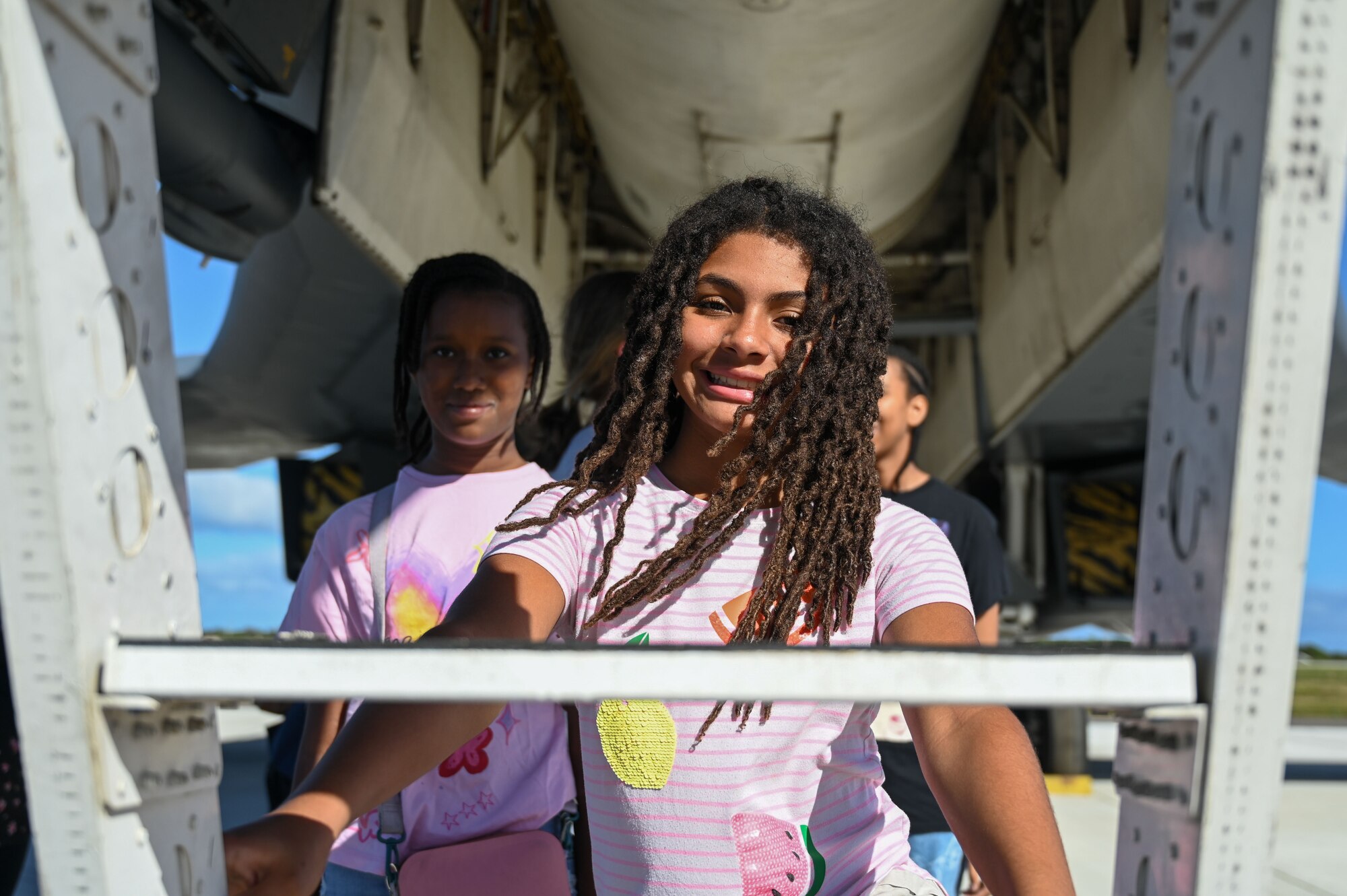 The Daisy, Brownie, Junior and Cadet troops took a fieldtrip to the flightline for a comprehensive tour of the aircraft. (U.S. Air Force photo by Airman 1st Class Natasha Ninete)
