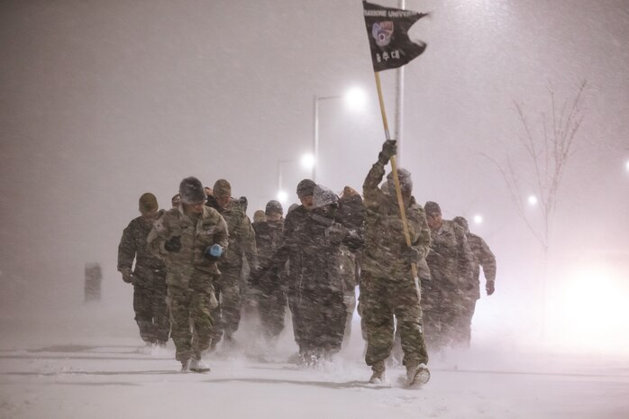 Service members from all branches of the U.S. and Republic of Korea complete the culminating event of Backbone University 2025 at Camp Humphreys, South Korea, Feb. 7, 2025.