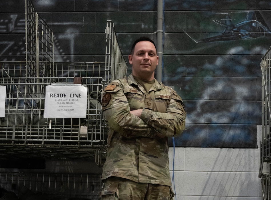 An Airman poses for a portrait